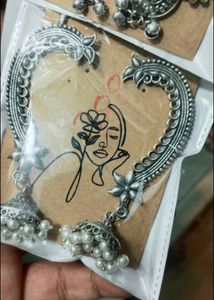 navratri Oxidized Silver Jhumka Earrings