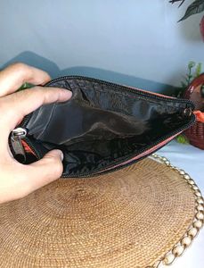 Embroidered Orange Hand Purse