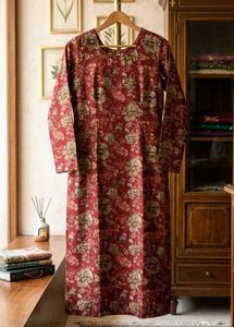Red Floral Print Kurta Set with Dupatta