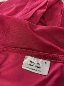 Mesh V Neck Ruched Strappy Hot Pink Crop Top