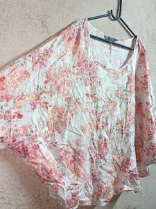Oversized Floral Print Lightweight Top