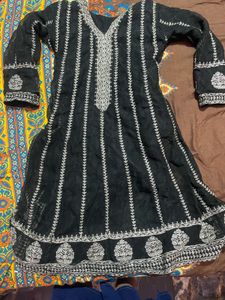 Elegant Black Embroidered Kurta Set