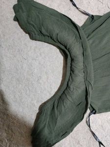 Olive Green Off-Shoulder Maxi Dress