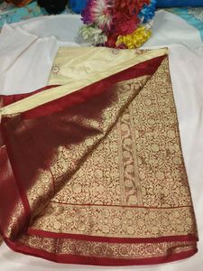 Elegant Cream Saree with blouse