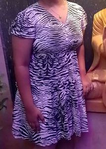 Stylish aesthetic Zebra Print Button-Up midi Dress