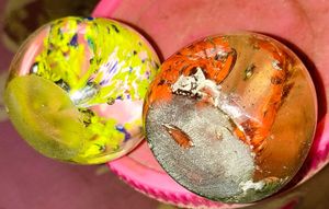 Vintage &amp; Vibrant Glass Paperweights - Pair Set of