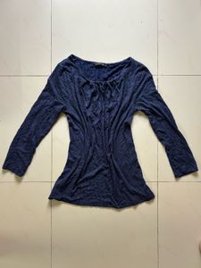 Navy Blue Polka Dot Top