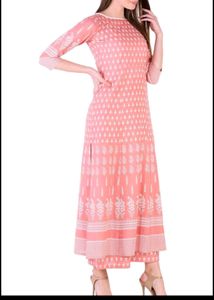 Peach Printed Kurta