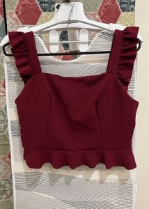 Maroon Ruffled Crop Top size S