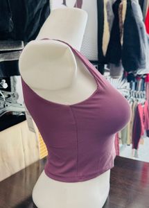 Mauve Ribbed Crop Tank Top