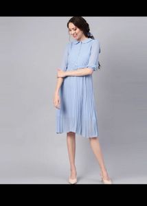 chic Blue Pleated dress