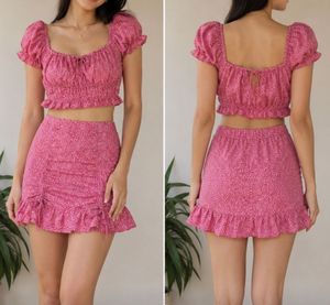 Cute Pink Ruffle Crop Top