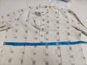 Men's Cotton White Printed Kurta