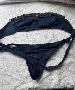 Denim Look Bandeau Bikini Set
