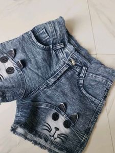 Cute Cat Denim Shorts