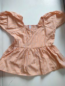 Cute Gingham Peplum Top