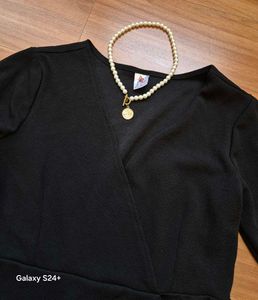 Athena chic Black Ruffle Dress with Bell Sleeves