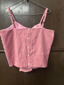 Chic Pink Button-Up Cami Top