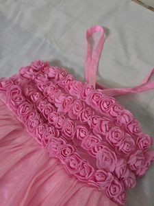 Girls Pink Floral Party wear Gown Dress