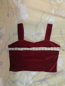 Wine Red Velvet Crop Top
