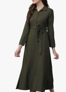 Olive Green Shirt Dress by Tokyo talkies