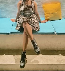 Chic Houndstooth Fit & Flare Dress