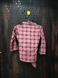 Pink Plaid Tie-Front Shirt