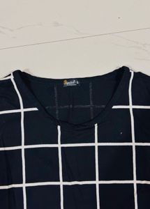 Black &amp; White Grid Print Top
