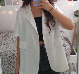 Short Sleeve White Blazer