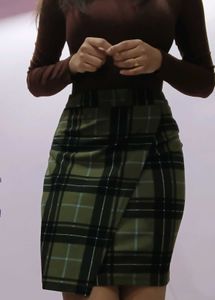 Olive Green Plaid Skirt