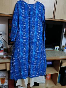 Blue &amp; White Printed Maxi Dress