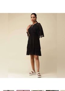 Label Ritu Kumar Black Tie-UpShort Dress