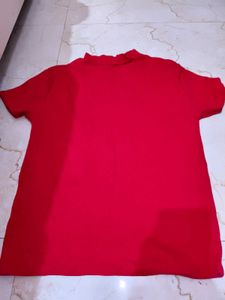 Red Mock Neck T-Shirt