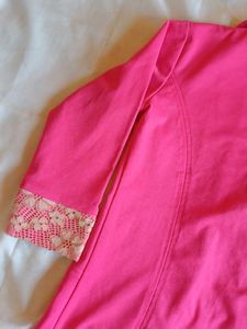 Vintage Pink Blazer with Lace Details