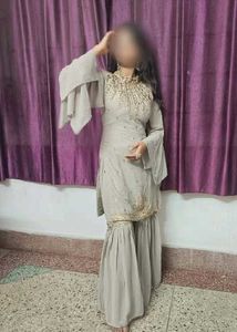 Elegant Grey Kurta Set with Sharara