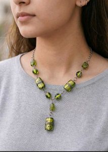 New Unique Green Beaded Statement Necklace