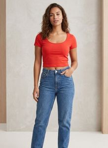 H&M Red Scoop Neck Crop Top