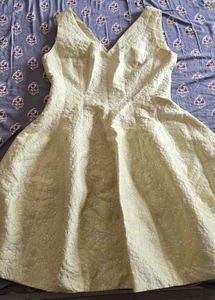 Yellow laced fit and flare dress