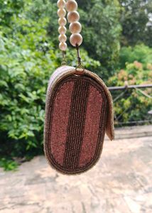 Beaded Clutch with Pearl Handle
