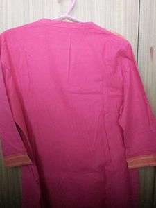 Vibrant Pink Kurta with Orange Accents