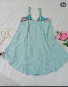 Light Blue Embroidered Halter Dress