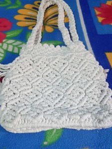 Handmade Macrame Fringe Tote Bag