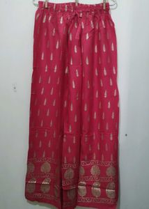 Red Palazzo pant leaf paisley floral Gold print