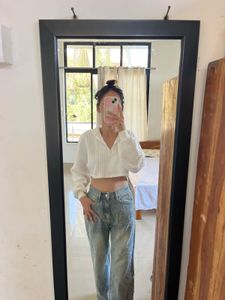 White Cropped Hoodie