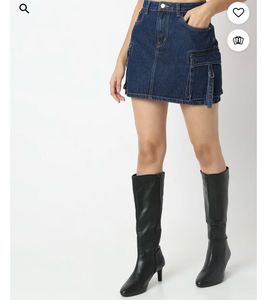 Denim Cargo Highrise Skirt