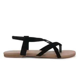 Stylish Black Strappy Flat Sandals