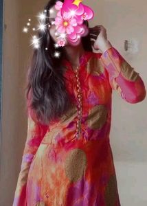 Vibrant Orange &amp; Pink Ethnic Gown
