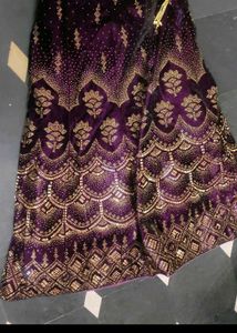 Purple Velvet Stone Work Lehnga