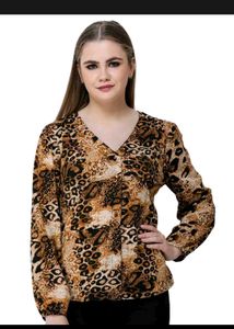 Leopard Print V-Neck Long Sleeve Top