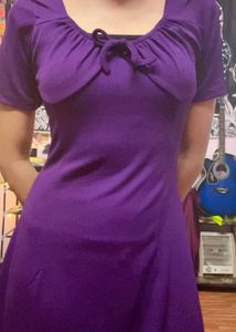 Vibrant Purple Ribbed Mini Dress
